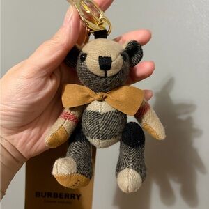 Burberry Kids Bear Keychain - Black, Tan, and Cream